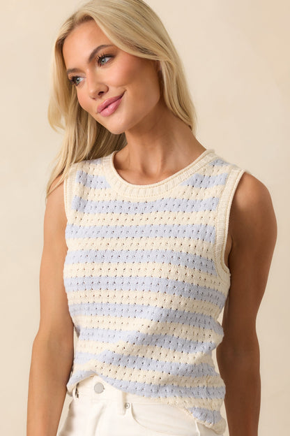 Exploring The City Sky Blue Stripe Knit Tank Top