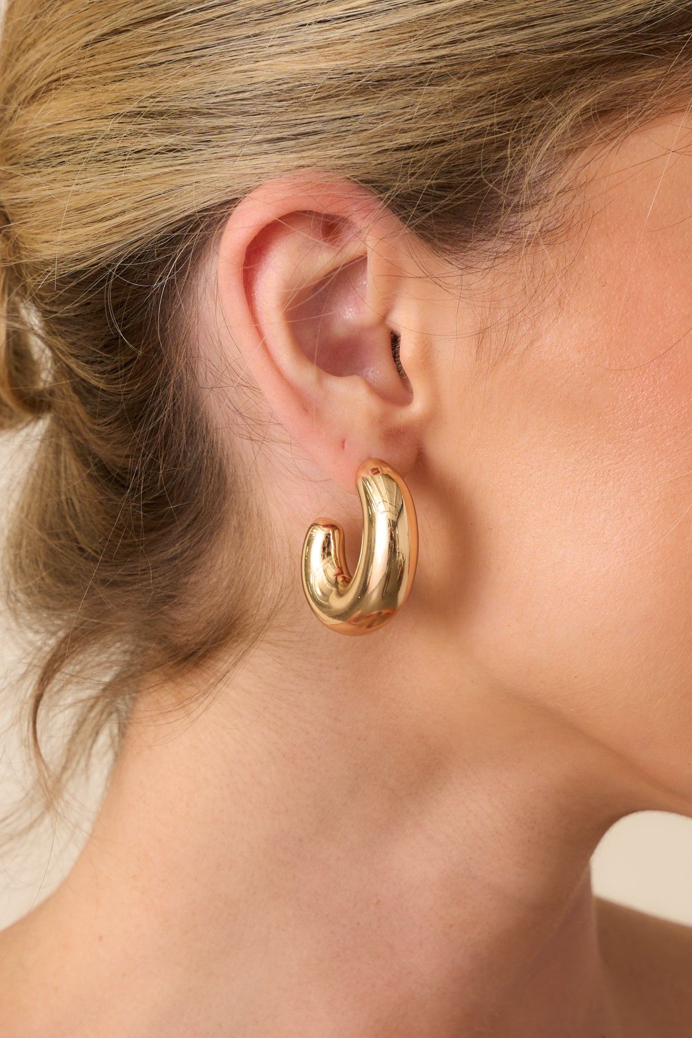 Added To My Favorites Gold Dome Hoop Earrings
