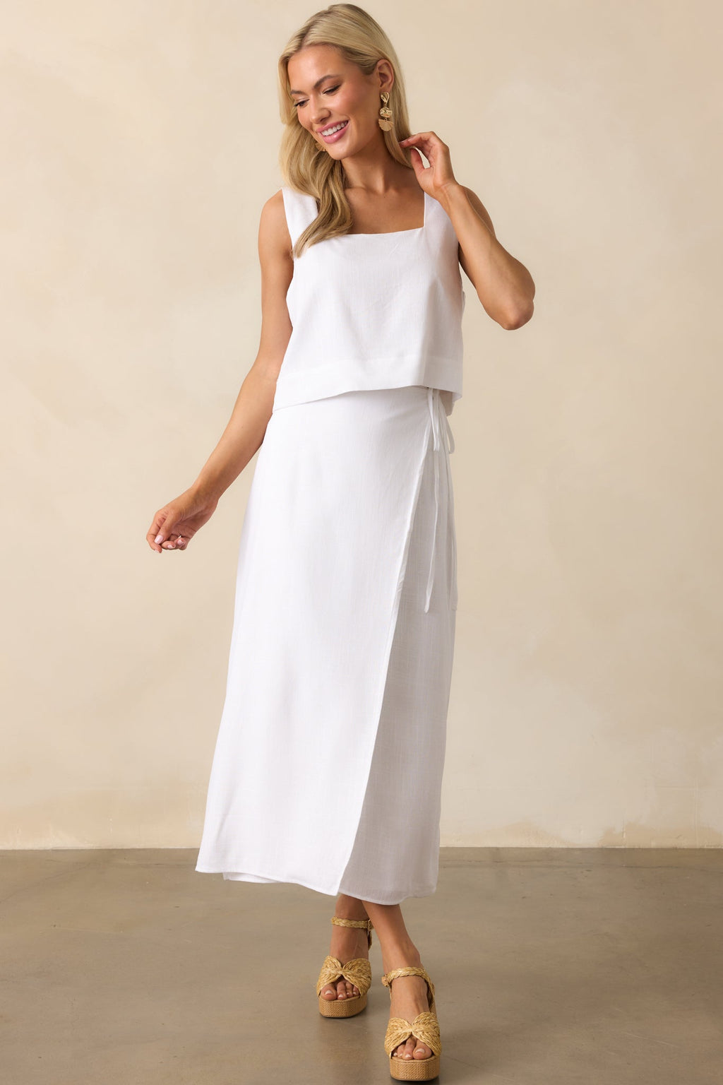 Blissfully Chill Days White Linen Blend Sleeveless Crop Top