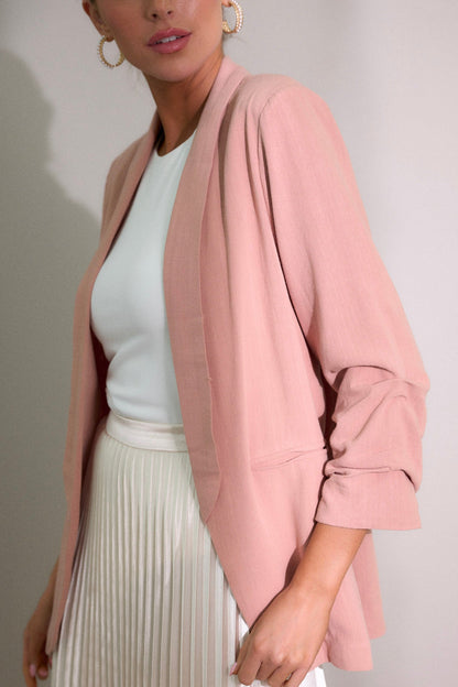 It's My Call Rose Pink Linen Blazer