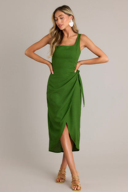 Cardinal Couture Green Midi Wrap Dress