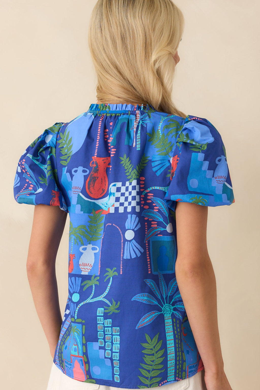 Doing My Own Thing Cobalt Blue Tropical Print Cotton Top