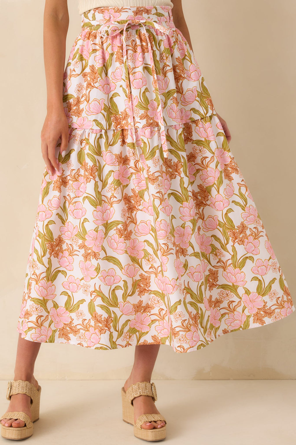 Everything I Ever Wanted Pink Floral Print Cotton Maxi Skirt