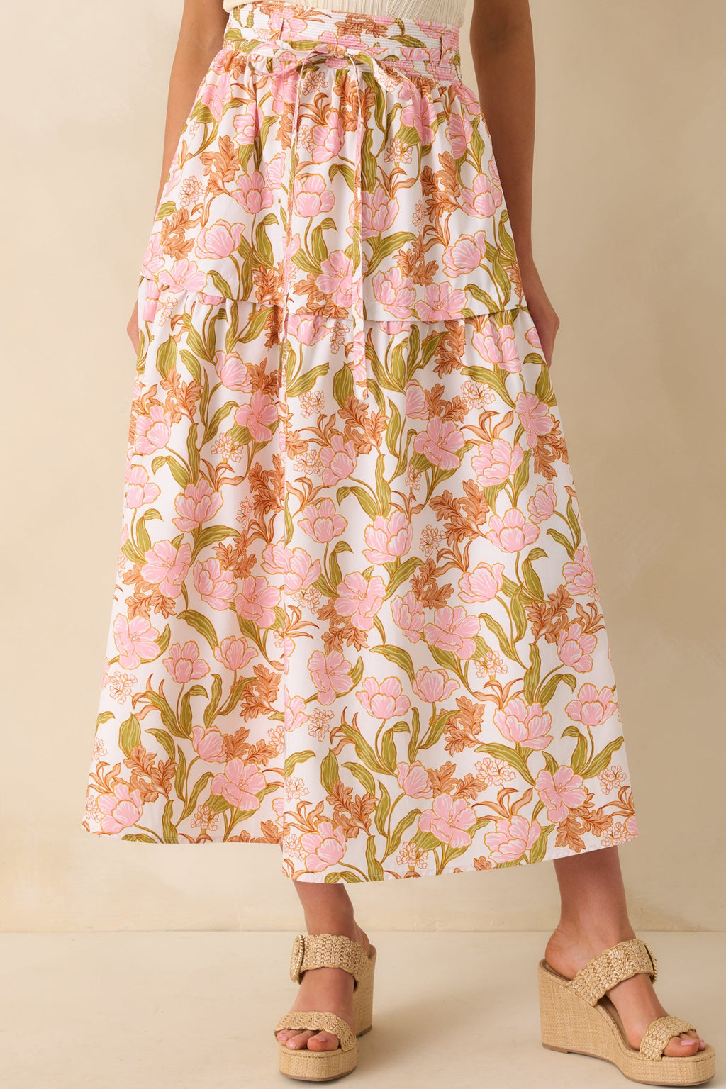 Everything I Ever Wanted Pink Floral Print Cotton Maxi Skirt