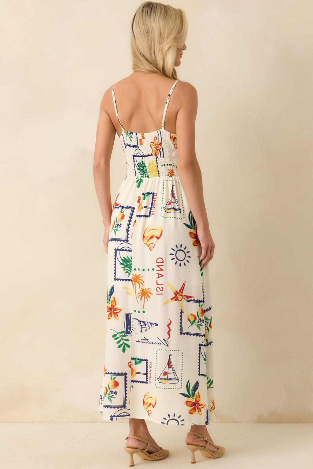 In The Back Of My Mind Ivory Patchwork Print Rayon Maxi Dress