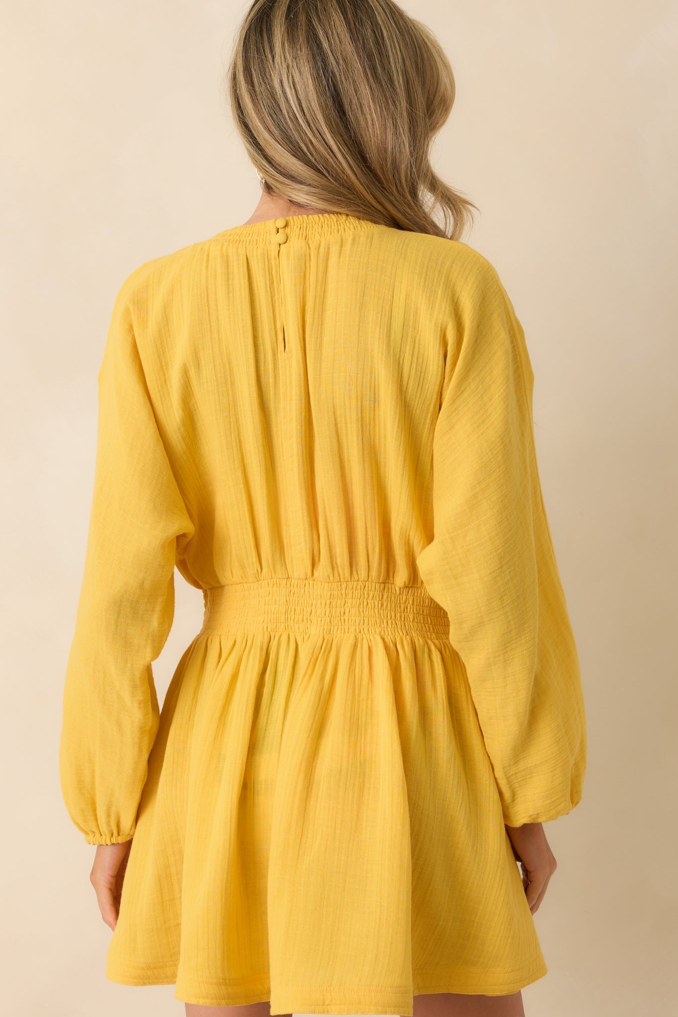 It Always Works Out Yellow Cotton Gauze Cover Up Mini Dress
