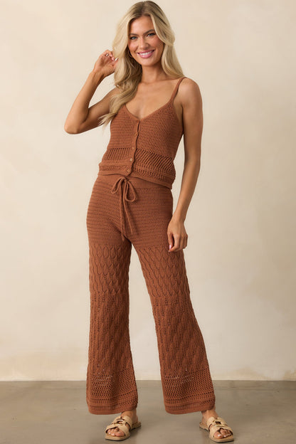 Z Supply Brown Adia Crochet Pants