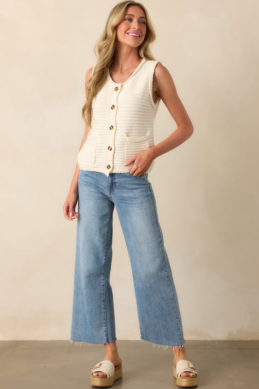 Already On It Light Wash Wide Leg Jeans