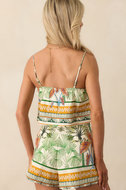 Aylaya Sydney Ivory Tropical Print Cotton Crop Top
