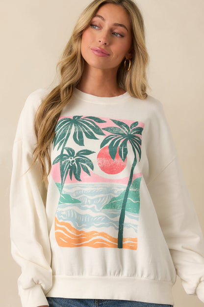 Z Supply Ivory High Tide Sunday Oversized Cotton Sweatshirt