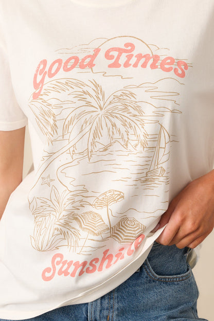 Z Supply Ivory Cotton Apres Sea Boyfriend Tee