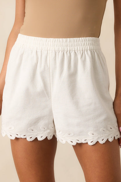 Z Supply White Pesaro Embroidered Linen Short