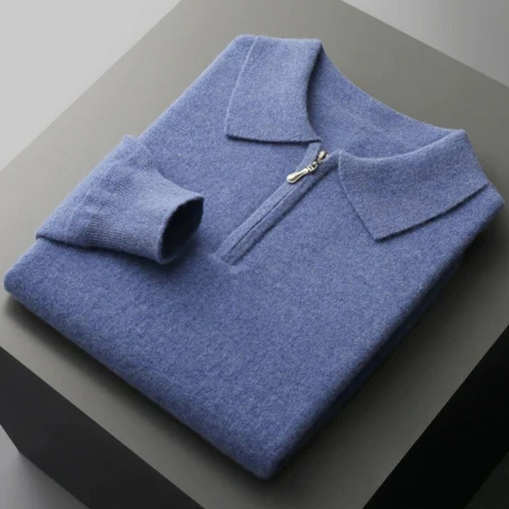 The Vienna Merino Wool Quarter Zip Polo