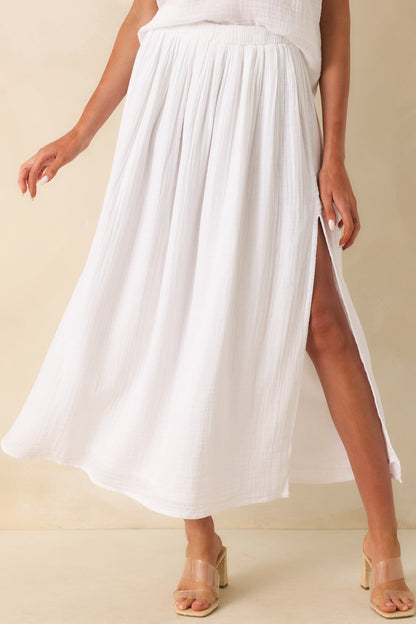 Z Supply White Cotton Reina Airy Gauze Midi Skirt