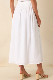 Z Supply White Cotton Reina Airy Gauze Midi Skirt