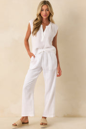 Z Supply White Cotton Plaza Airy Gauze Ankle Pants