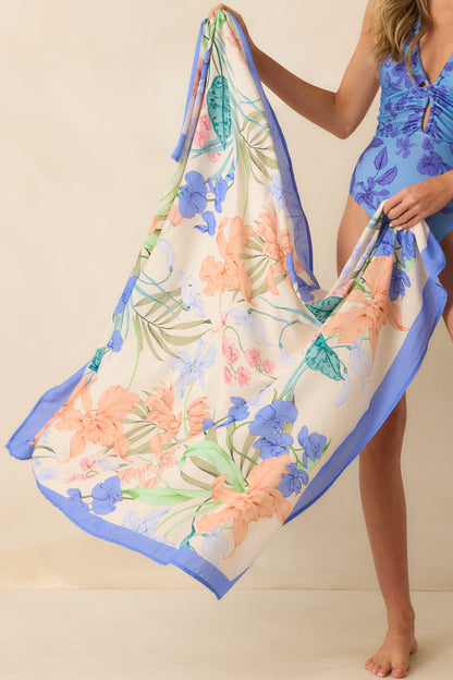 MINKPINK Ivory Floral Print Cotton Ravina Sarong