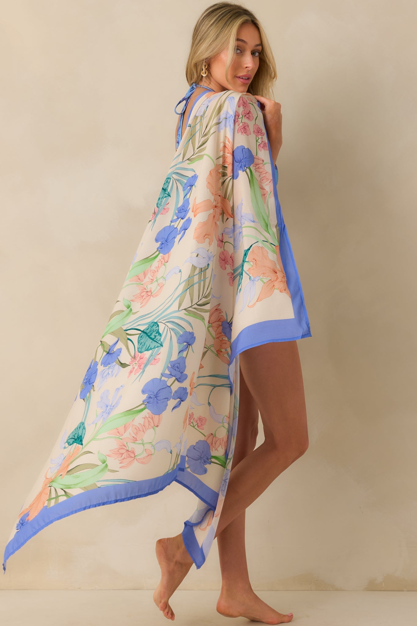 MINKPINK Ivory Floral Print Cotton Ravina Sarong