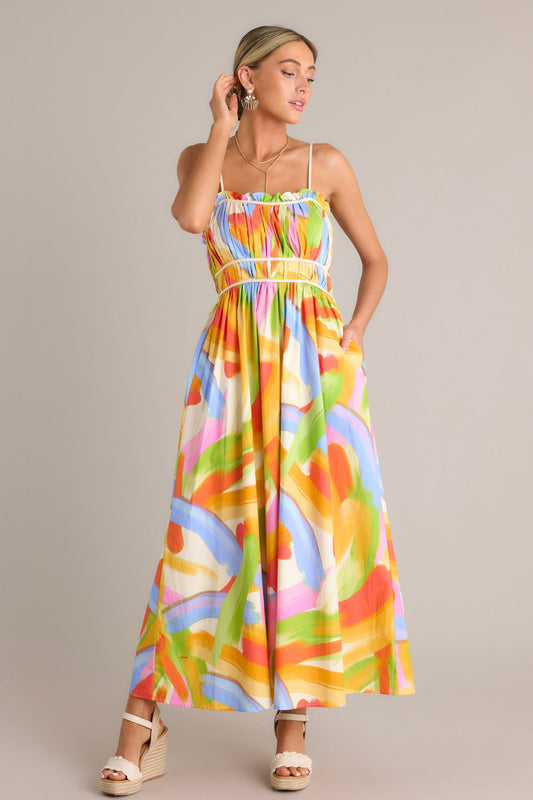 Call Me Yours Cotton Yellow Multi Print Maxi Dress