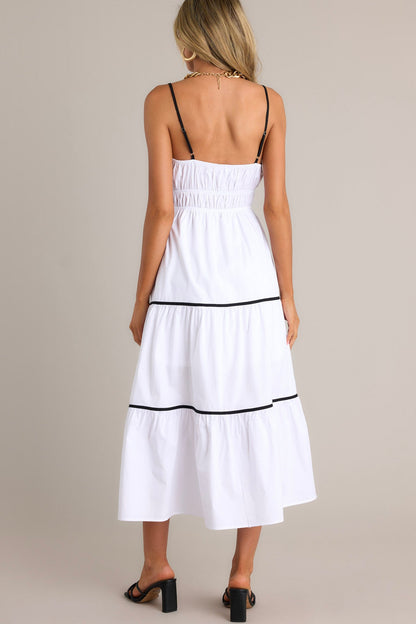 Delightful Discoveries White Tiered Midi Dress