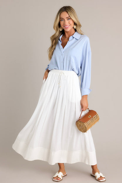 All The Same Blue Long Sleeve Button Front Top