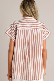 Timeless Choice Tan Stripe Button Front Top