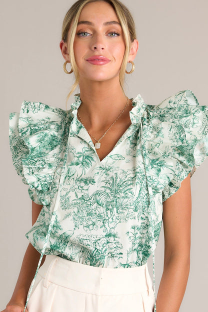 Dreamscape 100% Cotton Green Toile Top