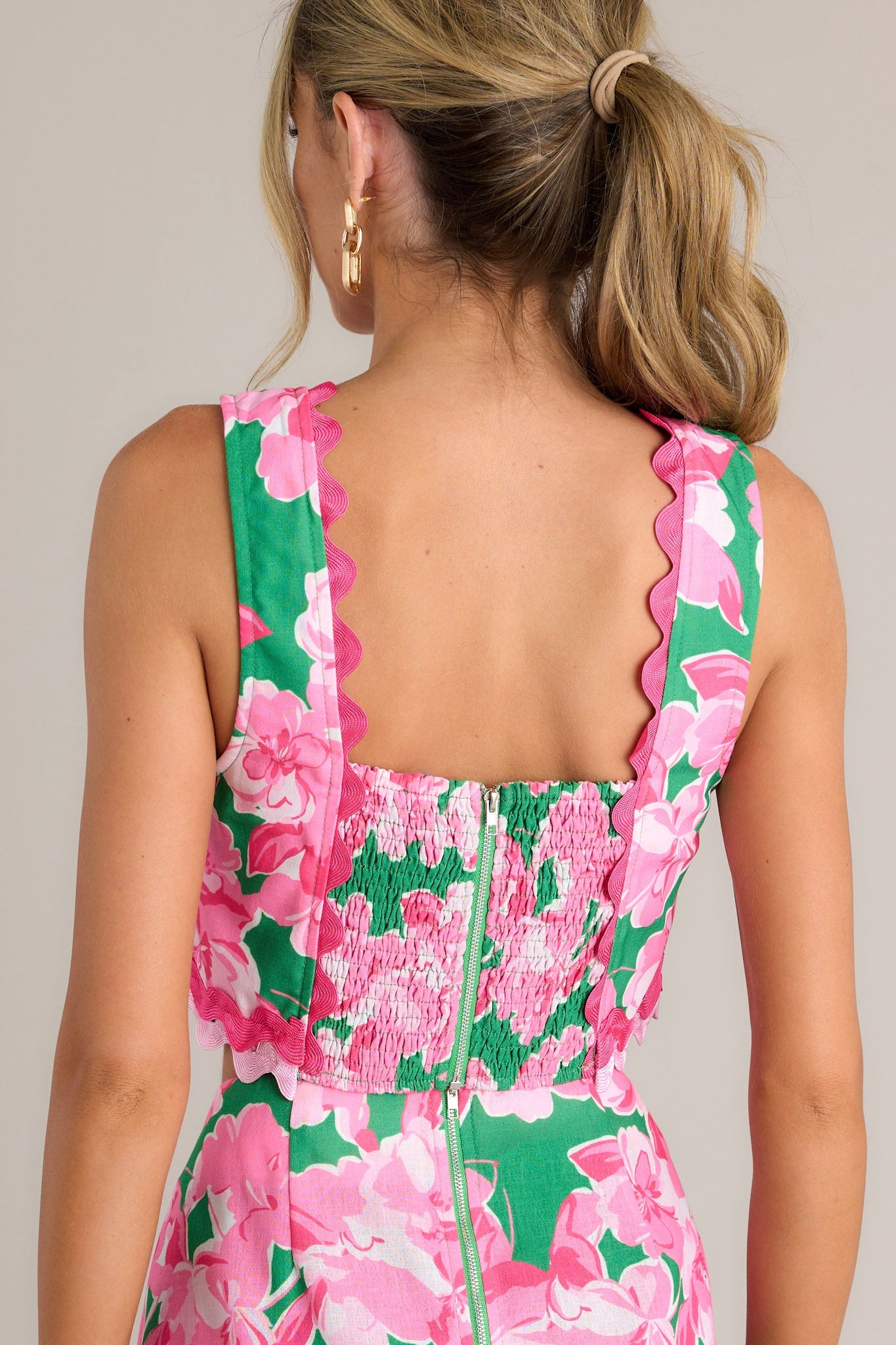Coastal Dreams Green Multi Floral Crop Top