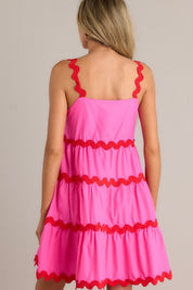 Live In The Moment Hot Pink Ricrac Mini Dress