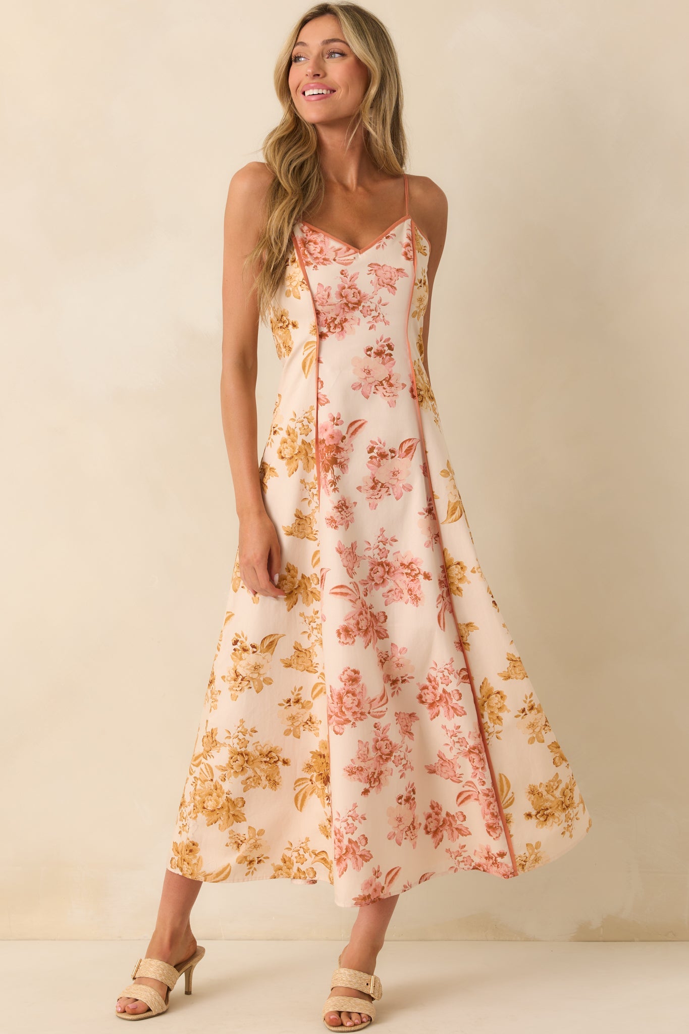 Feeling Like Yourself Rose Pink Floral Print Cotton Maxi Dress