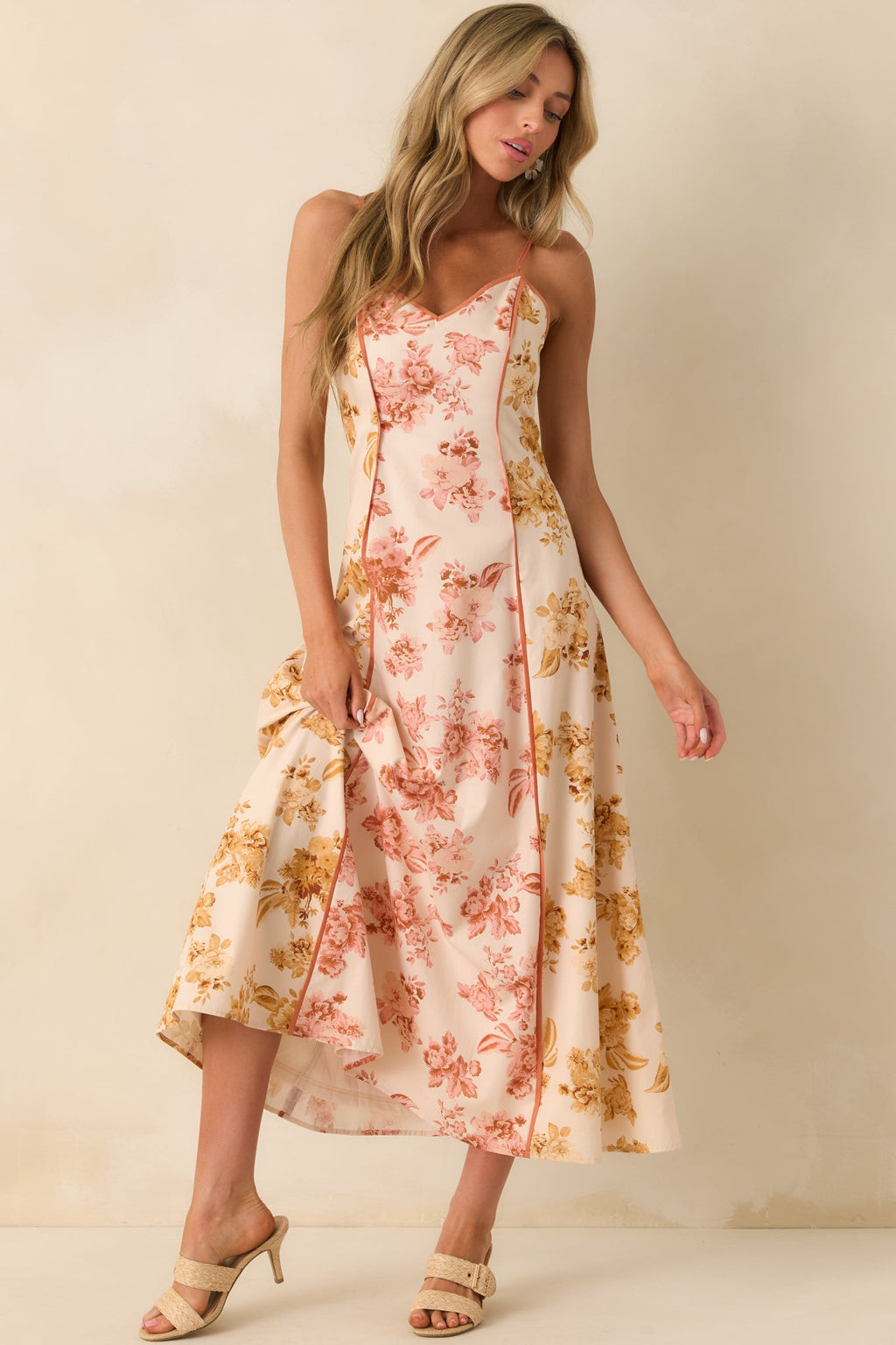Feeling Like Yourself Rose Pink Floral Print Cotton Maxi Dress