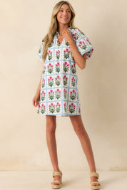 Staying Hopeful Dark Fuchsia Geometric Floral Print Cotton Mini Dress