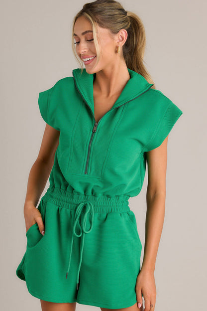 Embrace Today Kelly Green Half Zip Romper (RESTOCK ETA JUNE)