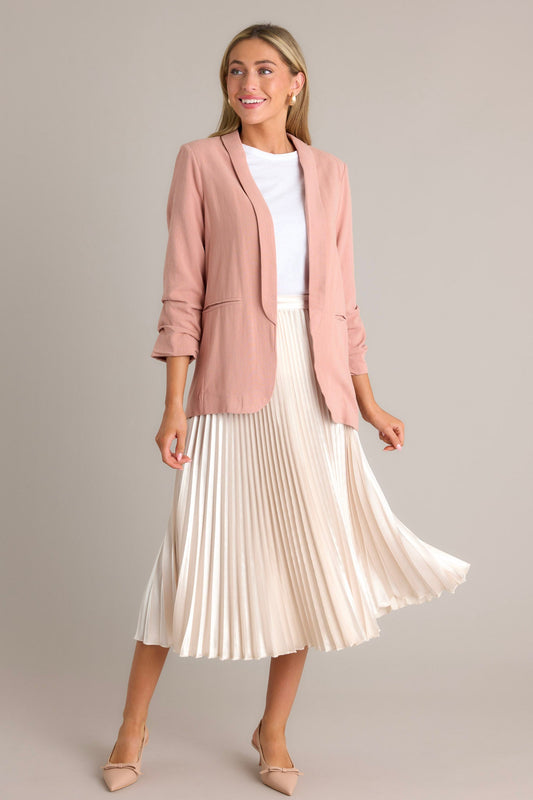 It's My Call Rose Pink Linen Blazer