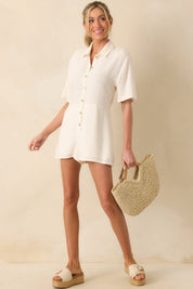 Z Supply Ivory Marcell Button Up Romper