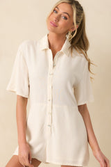 Z Supply Ivory Marcell Button Up Romper