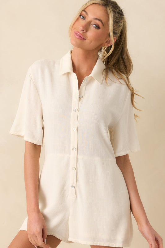 Z Supply Ivory Marcell Button Up Romper