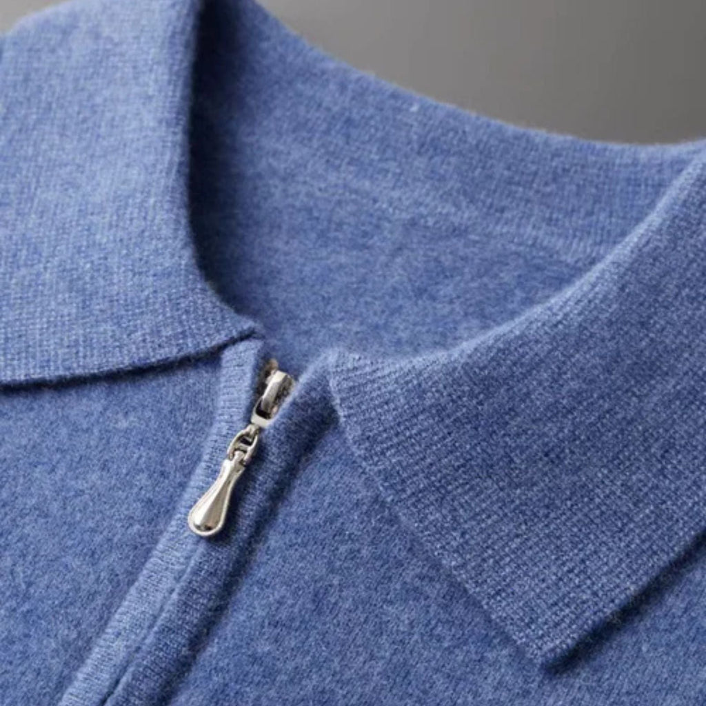 The Vienna Merino Wool Quarter Zip Polo