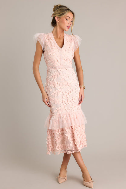 Caught Your Eye Light Pink Floral Embroidered Midi Dress
