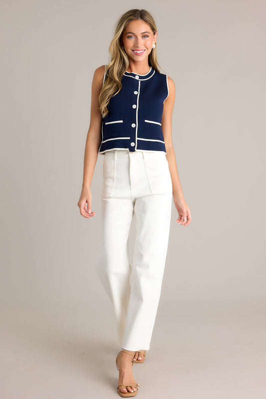 Crisp Canvas White Denim Wide Leg Jeans