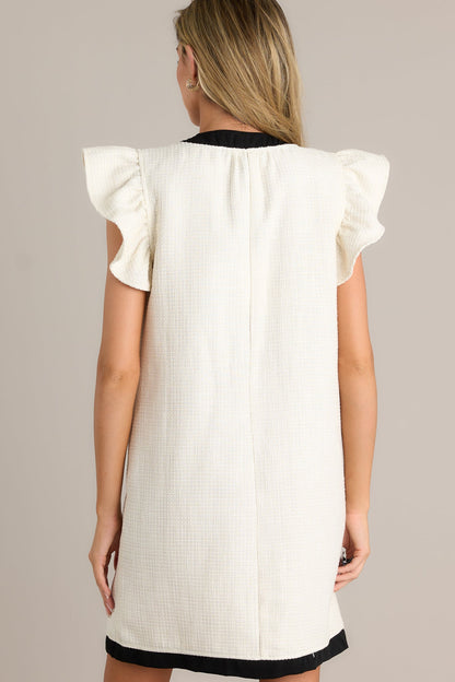Effortless Glamour Ivory Tweed Mini Dress