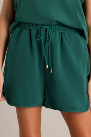 Nocturne Charm Forest Green Ribbed Shorts