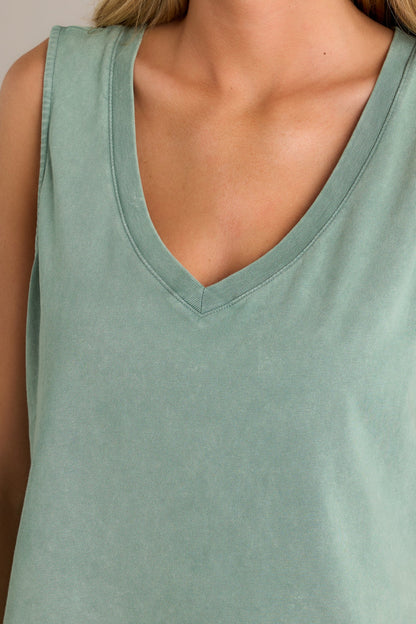 Z Supply Sloane V-Neck Palm Green Tank