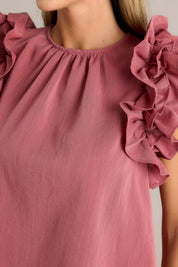 Dawn Of My Heart Porcelain Rose Ruffled Top