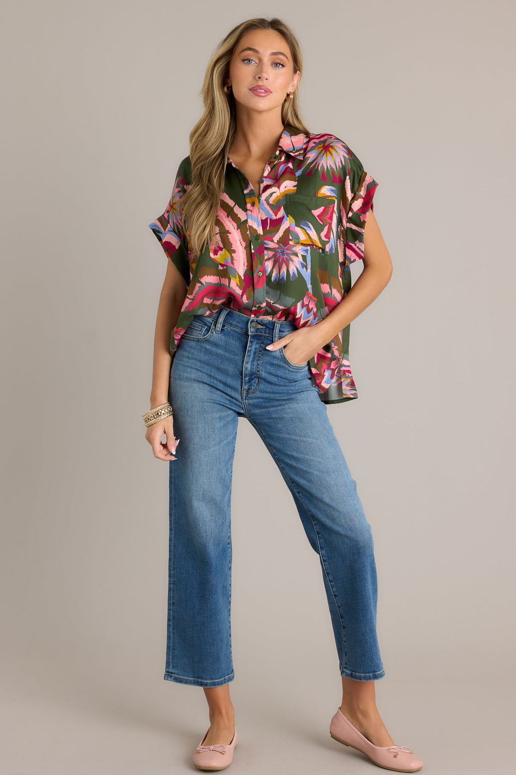 Butterfly Wonderland Green Multi Top