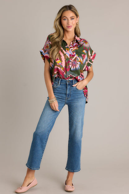 Butterfly Wonderland Green Multi Top