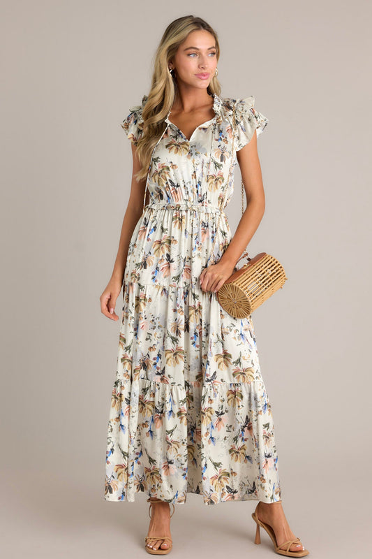 Jasmine Breeze Ivory Floral Maxi Dress
