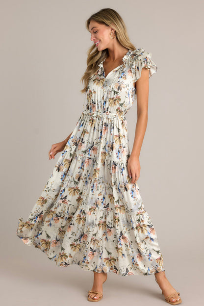 Jasmine Breeze Ivory Floral Maxi Dress