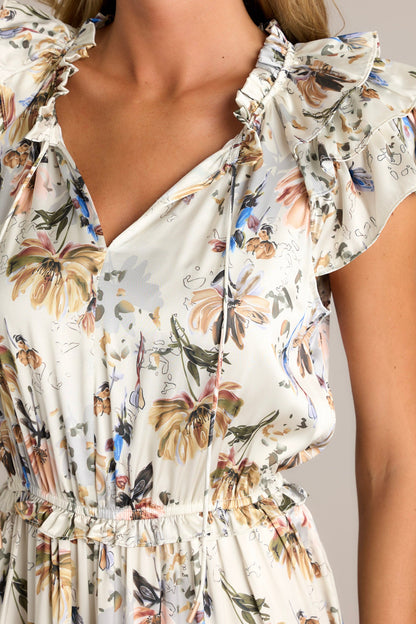 Jasmine Breeze Ivory Floral Maxi Dress