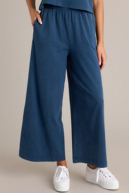 Z Supply Scout Midnight Blue Cotton Jersey Flare Pant